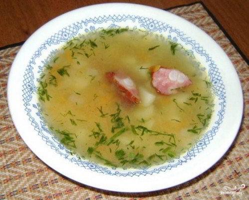 Гороховый суп с копчеными ребрышками. Рецепт приготовления в скороварке.