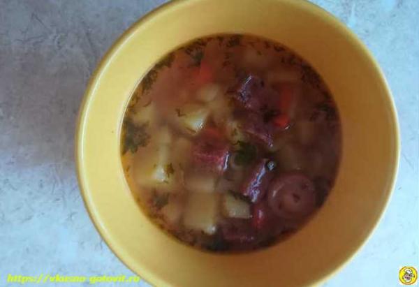  Простой и вкусный суп с колбасой, рецепт с пошаговыми фотографиями