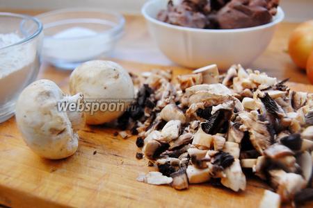 Блинные мешочки с печенью и грибами 