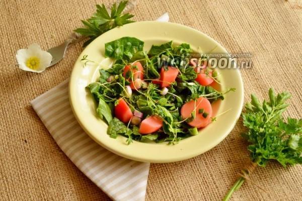 Салат с маринованной редиской и микрозеленью 