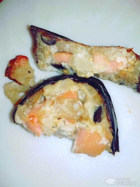 Рецепт: Баклажаны с оригинальной начинкой - Баклажановые кружочки с начинкой из сарделек и сыра