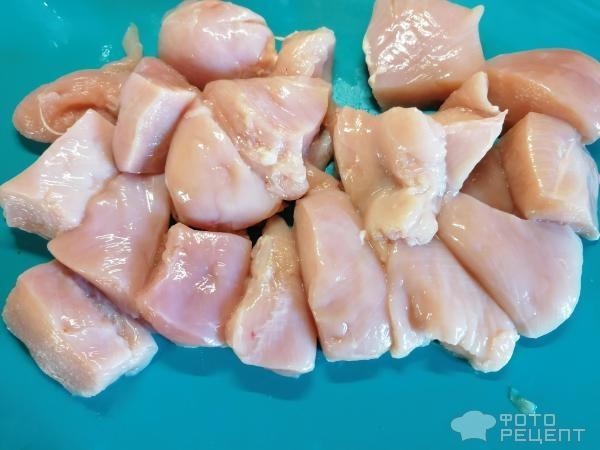 Рецепт: Шашлык из куриной грудки - С соусом Якитори на шпажках в духовке